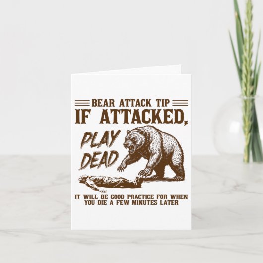 Bear Attack Tip Play Dead Funny Camping Hiking Mou Kaart (Voorkant)