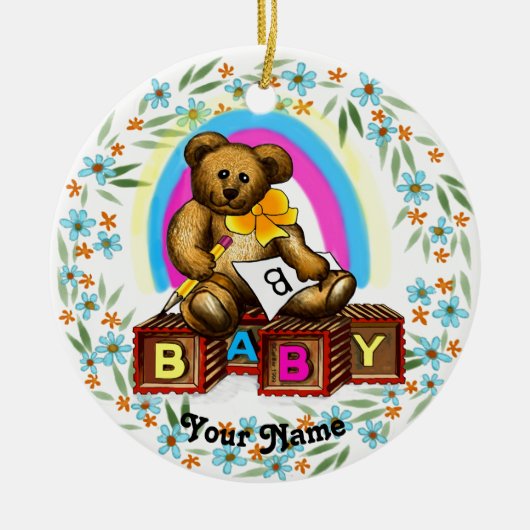 Bear baby Blocks  Ornament (Voorkant)