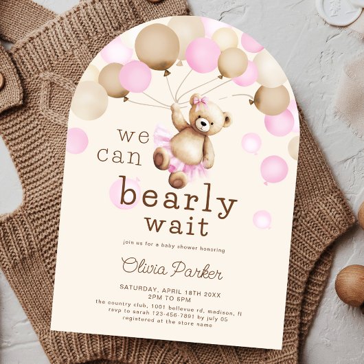 Bear Baby Girl Shower We Can Bearly Wait Arch Kaart