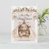  Bear Baby Shower Boy invitation Kaart (Staand voorkant)