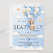 Bear Baby Shower for Boy | We Can Bearly wait Kaart (Voorkant)