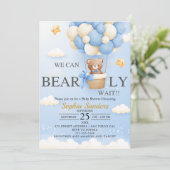 Bear Baby Shower for Boy | We Can Bearly wait Kaart (Staand voorkant)