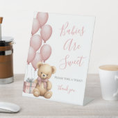 Bear Baby Shower Pink Sweets Reclamebord Met Voetstuk (Insitu)