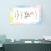 Bear Balloon Clouds Beary First Birthday Welcome Spandoek (Beurs)