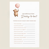 Bear Balloon Daddy Trivia Baby Shower Game Flyer