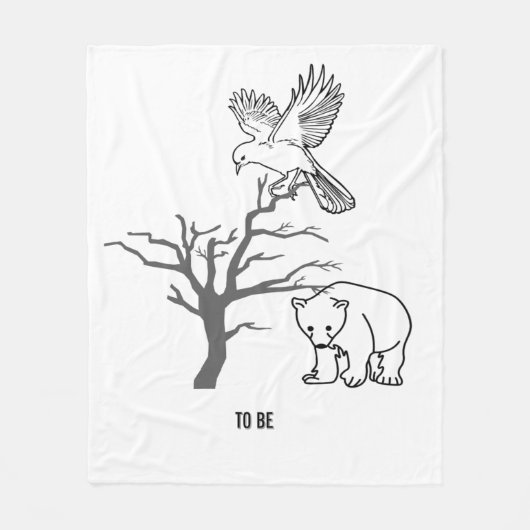 Bear, Bird, and Bare Tree Nature Scene Fleece Deken (Voorkant)