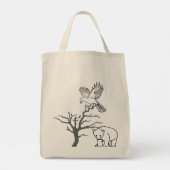 Bear, Bird, and Bare Tree Nature Scene Tote Bag (Achterkant)