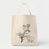 Bear, Bird, and Bare Tree Nature Scene Tote Bag (Voorkant)