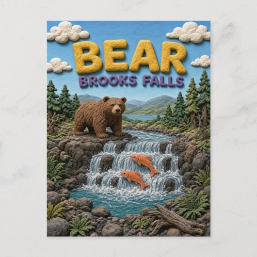 Bear Brooks Falls Moderne KlayKoo Briefkaart (Voorkant)