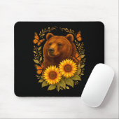 Bear Butterfly Nature Rustic Sunflower Monarch Art Muismat (Met muis)