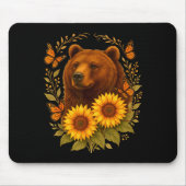 Bear Butterfly Nature Rustic Sunflower Monarch Art Muismat (Voorkant)
