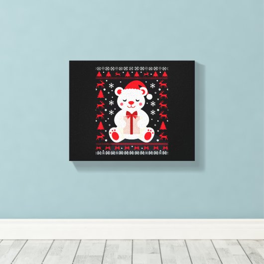 Bear Christmas Christmas (1) Canvas Afdruk (Insitu (Houten vloer))