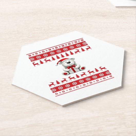 Bear Christmas Christmas (1) Kartonnen Onderzetters (Schuin)
