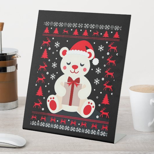 Bear Christmas Christmas (1) Reclamebord Met Voetstuk (Insitu)