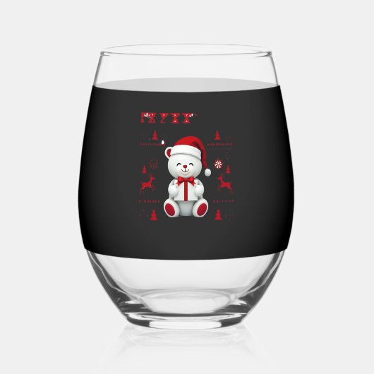 Bear Christmas Christmas (2) Wijnglas Zonder Voet (Voorkant)
