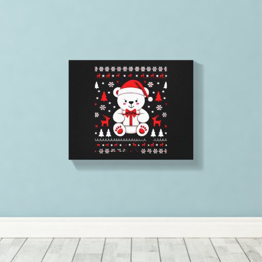 Bear Christmas Christmas (3) Canvas Afdruk (Insitu (Houten vloer))