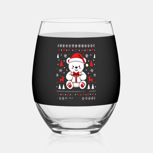 Bear Christmas Christmas (3) Wijnglas Zonder Voet (Voorkant)