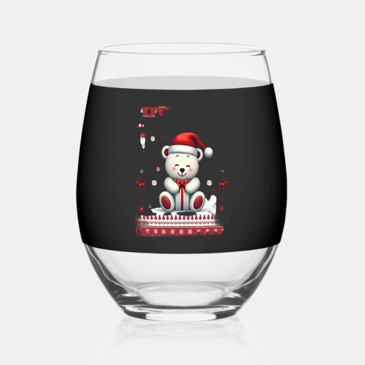 Bear Christmas Christmas (4) Wijnglas Zonder Voet (Voorkant)
