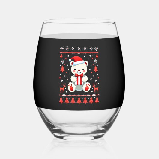 Bear Christmas Christmas (6) Wijnglas Zonder Voet (Voorkant)