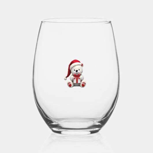 Bear Christmas Christmas Wijnglas Zonder Voet (Voorkant)