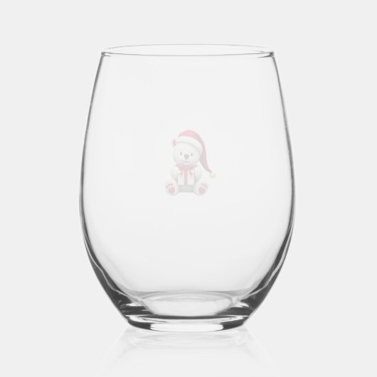 Bear Christmas Christmas Wijnglas Zonder Voet (Achterkant)