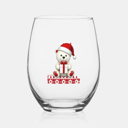 Bear Christmas Christmas Wijnglas Zonder Voet (Voorkant)