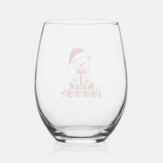 Bear Christmas Christmas Wijnglas Zonder Voet (Achterkant)