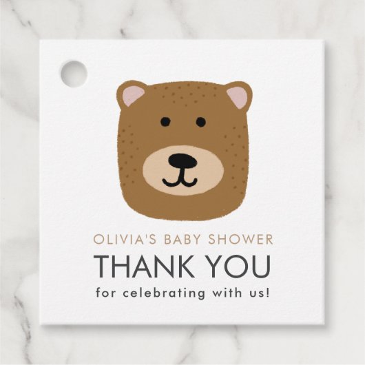 Bear cub Baby Shower Thank you Card Bedankjes Labels (Voorkant)