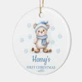 Bear Cub Personalized Baby's First Christmas Keramisch Ornament (Links)