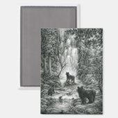 Bear Cubs Visit the Falls Magneet (Voorkant / Achterkant)