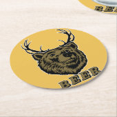 Bear + Deer = Beer? Ronde Kartonnen Onderzetter (Gebogen)