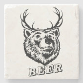Bear + Deer = Beer? Stenen Onderzetter (Voorkant)