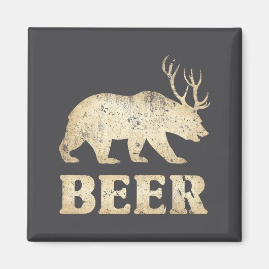 Bear Deer Vintage Beer  Magneet (Voorkant)