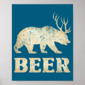 Bear Deer Vintage Beer  Poster (Voorkant)