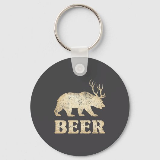 Bear Deer Vintage Beer Sleutelhanger (Voorkant)