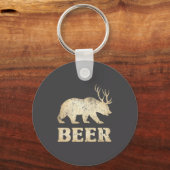 Bear Deer Vintage Beer Sleutelhanger (Voorkant)