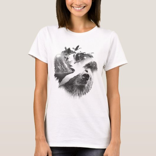 Bear Design Double Exposed T-shirt (Voorkant)