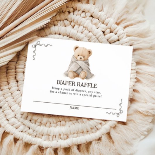 Bear Diaper Raffle Card Informatiekaartje