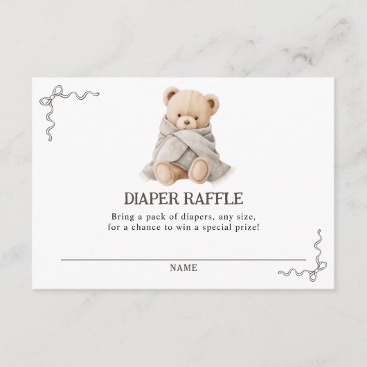 Bear Diaper Raffle Card  Informatiekaartje (Voorkant)