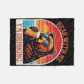 Bear Drinking Beer Outdoor Funny Grizzly Hiking Fleece Deken (Voorkant (Horizontaal))