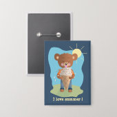 Bear Eating Ice Cream Rectangular Pin Button (Voorkant / Achterkant)