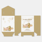 Bear Explorer World Map Airplane Boy Baby Shower  Bedankdoosjes (Ongevouwen)