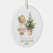 Bear First Christmas Keepsake for Baby Girl Keramisch Ornament (Rechts)