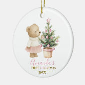 Bear First Christmas Keepsake for Baby Girl Keramisch Ornament (Links)