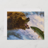 BEAR FISH WILD ANIMAL POSTCROSSING BRIEFKAART (Voorkant / Achterkant)