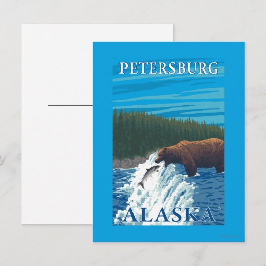 Bear Fishing in River - Petersburg, Alaska Briefkaart (Voorkant / Achterkant)
