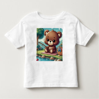 Bear fishing on the side of a lake tee shirt
