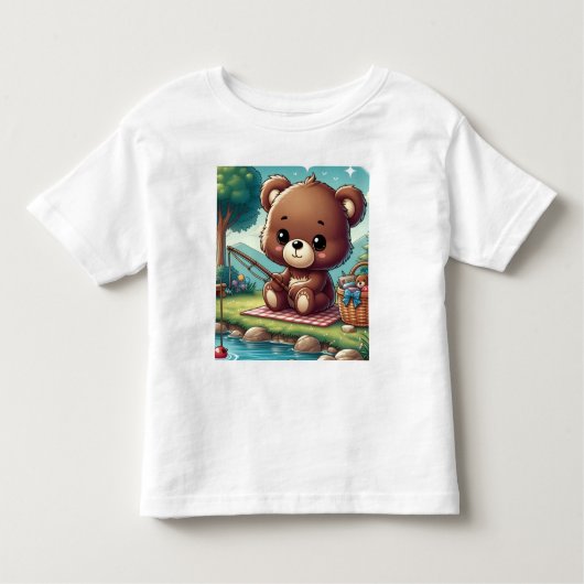 Bear fishing  on the side of a lake  tee shirt  (Voorkant)