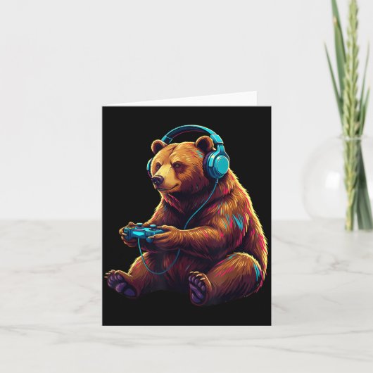 Bear Gaming Animal Video Games Funny Bear Kaart (Voorkant)