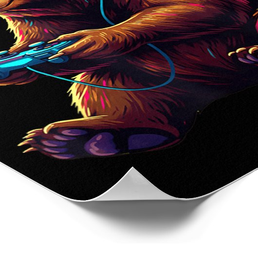 Bear Gaming Animal Video Games Funny Bear  Poster (Hoek)